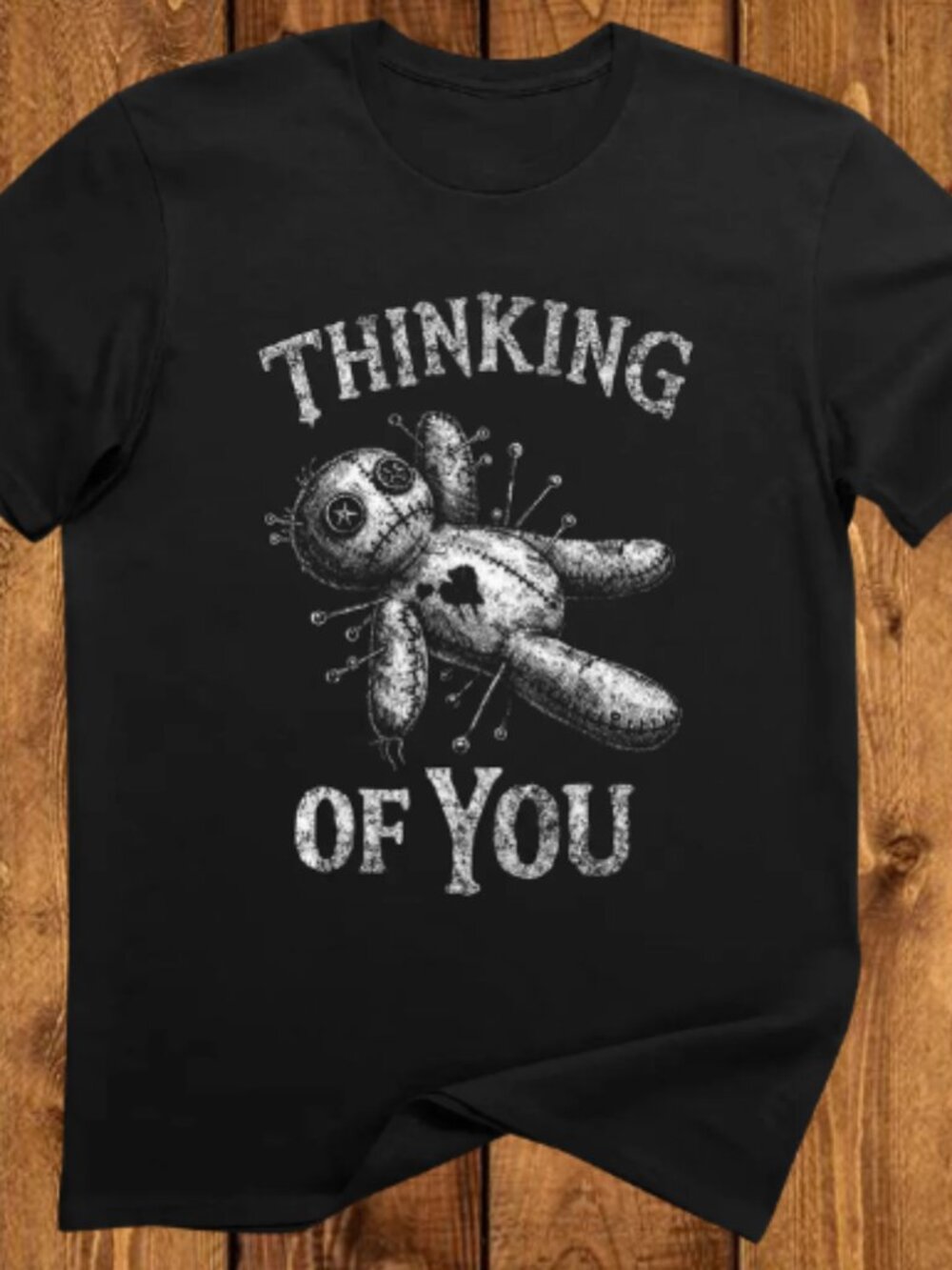 Thinking of You Shirt Dark Humor Voodoo Doll T-Shirt Black